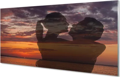 Produktbild von Glasbilder 120x60 Wandkunst Himmel Wolken Meer Menschen