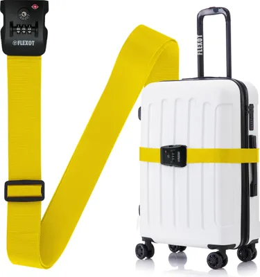 Produktbild von Flexot® Koffergurt mit Zahlenschloss & TSA - Kofferband, Bänder für Reisekoffer, Befestigungsgurt für Reisekoffer, Gurt für Handgepäck und Trolleys