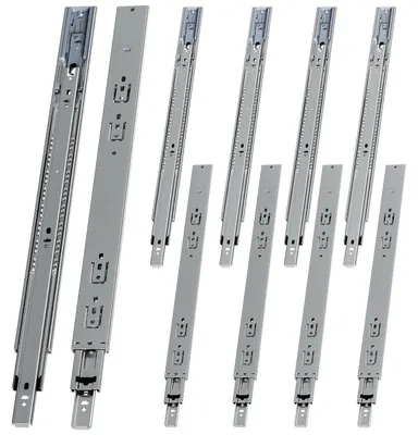 Image de Vigevee : 5 paires de rails de tiroir de 550 mm avec amortisseur, coulissement complet, système en 3 parties, coulisseaux silencieux à billes pour meubles et tiroirs