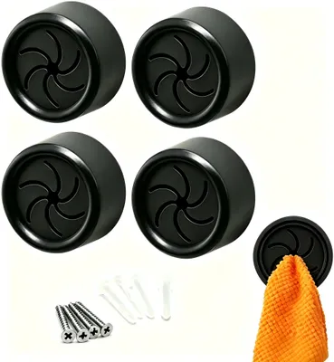 Immagine prodotto di Portasciugamani da cucina - Ganci per asciugamani - Autoadesivo - Set da 4 - Nero