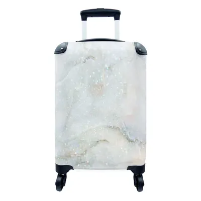 Produktbild von MuchoWow® Koffer Handgepäck Trolley Rollkoffer Kleine Reisekoffer mit 4 Rollen - Marmor - Glitter - Grün - Cabin Size < 55x40x23 cm & 55x40x20 cm - Fotokoffer - Kabinenkoffer - Boardgepäck - Reise-Box - Reisekoffer - Reisegepäck - Koffer mit Bild - Trolley für Kinder