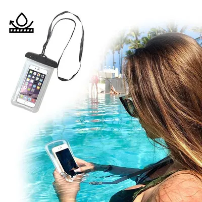 Handyhülle, wasserdichte Handytasche für Wasseraktivitäten bis 30 m, Schwarz