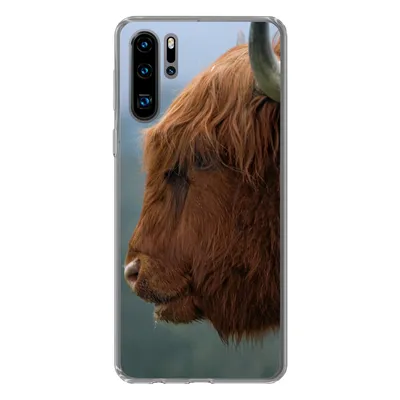 Produktbild von MuchoWow® Handyhülle Schutzhülle Hülle für Huawei P30 Pro Schottische Highlander - Tiere - Nebel Silikon Softcase Handy Hülle - Schutzdeckel