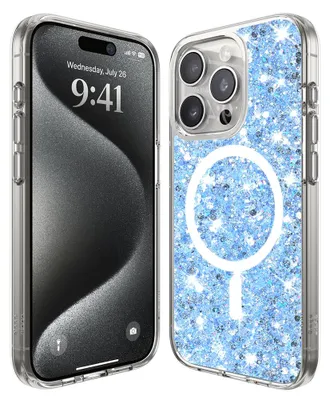 Obrázok produktu pre Techsuit Sparkly Glitter MagSafe kryt na iPhone 15 Pro – modrý