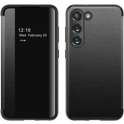 Immagine prodotto di Custodia per Samsung Galaxy S23 custodia sottile in Finto cuoio con finestra di visualizzazione nera
