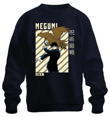 Obrázek produktu pro MEGUMI Jujutsu Kaisen 呪術廻戦 Fushiguro Shikigami Anime Aesthetics Uni mikina, námořnická modrá, L