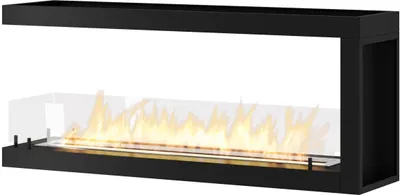 Image de Biocheminée à trois côtés INSIDE U 1200 mm. Cheminée bioéthanol encastrable avec trois vitres.