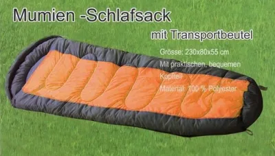 Produktbild von Schlafsack orange Mumienschlafsack Deckenschlafsack Camping Zelten Outdoor