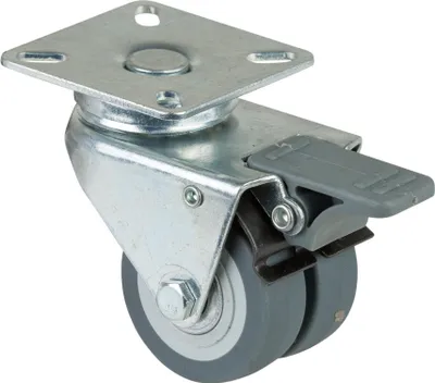 Image de BS ROLLEN Roulette pivotante double avec blocage total (50 mm 60 kg / avec blocage caoutchouc) - B120.A85.050