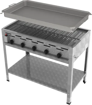 Produktbild von Gastro Gasgrill 5-flammig Edelstahl mit Piezozündung und Flammüberwachung