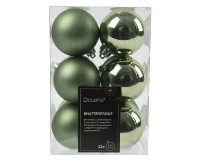 Produktbild von Weihnachtskugeln Kunststoff 6cm 12 Stück - Rosmarin