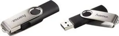 Zdjęcie produktu dla Hama Rotate, 64 GB, USB Typu-A, 2.0, 6 MB/s, Obrotowy, Czarny, Srebrny