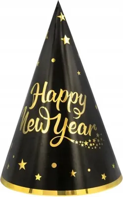 Obrázok produktu pre Klobúky so zlatým nápisom Happy New Year 6 kusov