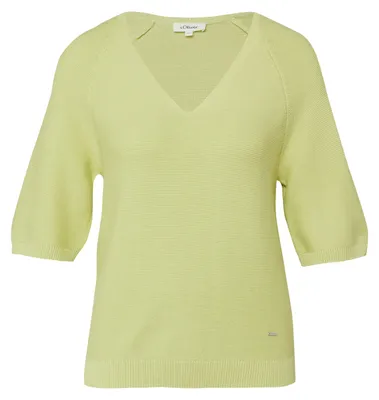 Produktbild von s.Oliver Damen Strickpullover Regular Fit Kurzarm grün