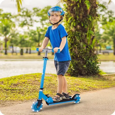 Produktbild von MalPlay Kinderroller Cityroller Scooter Klappbar leuchträder LED Blau ab 3 Jahren bis 50kg Tretroller