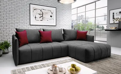 Produktbild von FURMEB24 - DON 245 x 180 cm  Sofa mit Schlaffunktion und  zwei Bettk€sten -  Ecksofa mit Kissen , Stoff Monoliht - Grau
