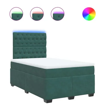 Produktbild von Boxspringbett mit Matratze Dunkelgrün 120x190 cm Samt