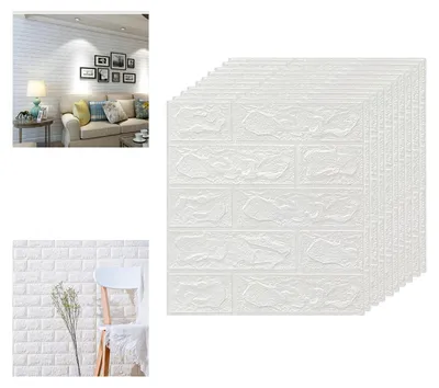 Productafbeelding van Zelfklevende 3D-wandpanelen, 10 stuks, waterdichte plafondplaten, wandtegels met steenlook, op maat te snijden, geschikt voor slaapkamer, keuken, kantoor - DIY-wandbekledingpanelen (35 x 38,5 cm per stuk)