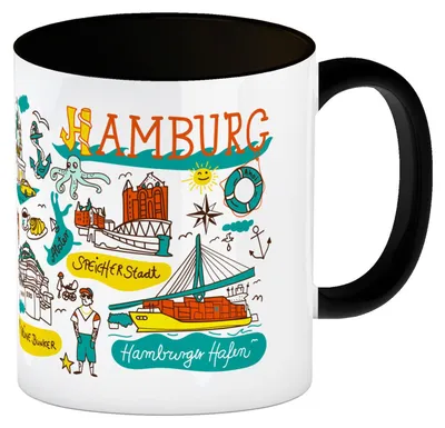 Produktbild von Hamburg Wimmelbild Kaffeebecher in schwarz