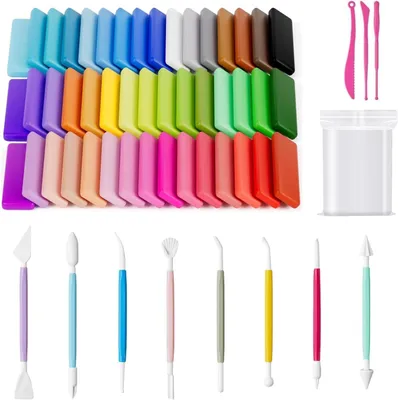 Knete-Set mit 48 Farben, 11 Werkzeugen und 100 Beuteln, sicher, ungiftig