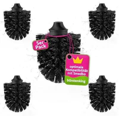 Produktbild von Toiletreinigerkop, 71 mm, Set mit 5 Stücken, für Smedbo-Toiletsets geeignet, M12-Anschluss, schwarze Bürsten, Ersatzreinigerkop