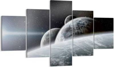 Produktbild von Bild auf Leinwand - Leinwandbild - Planeten Kosmos Sterne - 125x70cm - Wand Bild - Wanddeko - Leinwanddruck - Bilder - Kunstdruck - Wanddekoration - Leinwand bilder - Wandkunst - EA125x70-2327