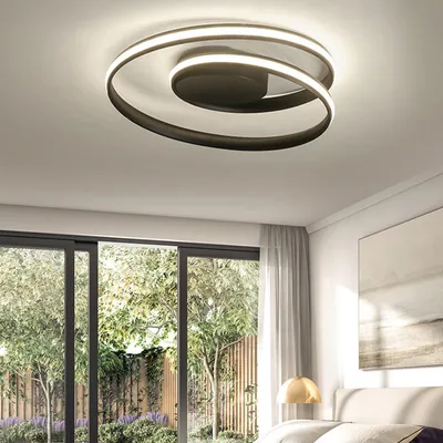 Produktbild von Deckenleuchten, LED Deckenleuchte, Ring-Design, Deckenlampe, Stufenlos dimmbar mit Fernbedienung, Wohnzimmerlampe, für Schlafzimmerleuchte Schwarz