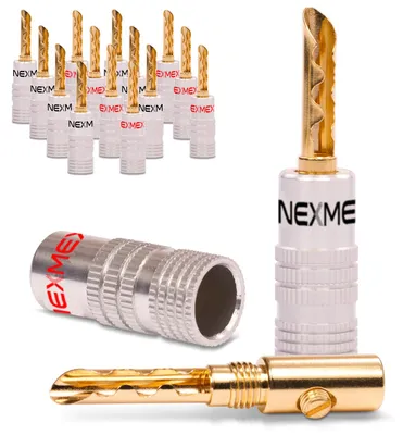 Produktbild von 16x Hohl Bananenstecker NEXMEX High End Banana 24K vergoldet Stecker Tube Kabel