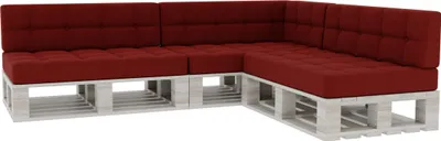 Produktbild von Palettenkissen, Palettenauflagen Sitzkissen Rückenlehne Gesteppt PFG 3xSet (Sitzkissen 120x80 +Rückenlehne 120x40), Burgund)