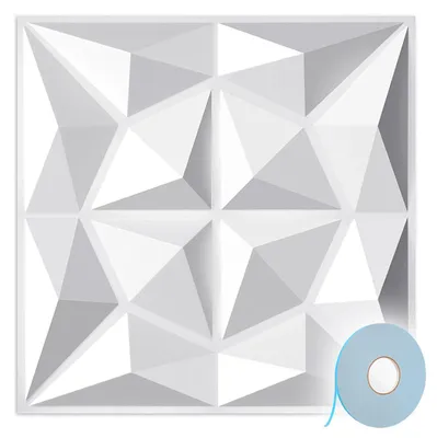 Produktbild von Peviasot 3D Wandpaneele 30*30cm Weiß Diamant Design PVC Selbstklebende Wandverkleidung Innen
