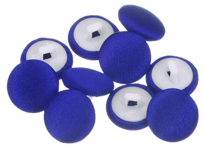 10 Stoffknöpfe 15 mm rund tiefblau Kunststoff