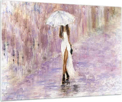 Produktbild von Bilder auf glas - Frau Regenschirm - 100x70cm - Glasbilder - Wandbilder - Kunstdruck - zum Aufhängen bereit - Wanddekoration aus Glas - Glas Bilder - Wandbild auf Glas - Einteilig - GAA100x70-3822