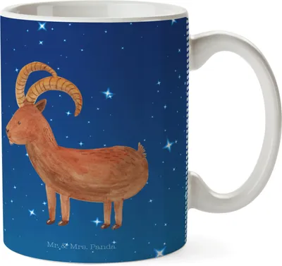Produktbild von Mr. & Mrs. Panda Kinderbecher Sternzeichen Steinbock - Sternenhimmel Blau - Geschenk, Bock, Kunststoffbecher, Camping Tasse, Geburtstag Januar, Pott, Trinklernbecher