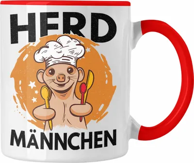 Produktbild von Trendation - Herd Männchen Koch Geschenk Tasse Sternekoch Geschenkidee Lustiger Spruch Sei Nett Zu Mir Ich Koche Dein Essen (Rot)