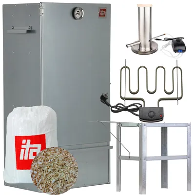 Produktbild von ITA Räucherofen 7005 - Premium Räucherschrank aus Edelstahl mit 3 Etagen 81 cm - Qualität  EU - Smoker- Direkt vom Hersteller