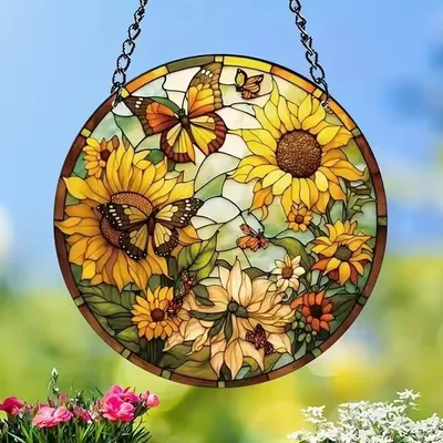 Produktbild von Sonnenfänger Sonnenblume - Buntglas Deko für Ihr Zuhause KP31403