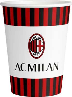 Image de 8 gobelets en carton AC Milan 250 ml - taille unique