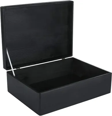 Produktbild von Creative Deco XL Große Schwarze Holzkiste mit Deckel | 40x30x14 cm (+/- 1cm) | Erinnerungsbox Baby Holzbox mit Deckel Lackiert Kasten Ostern