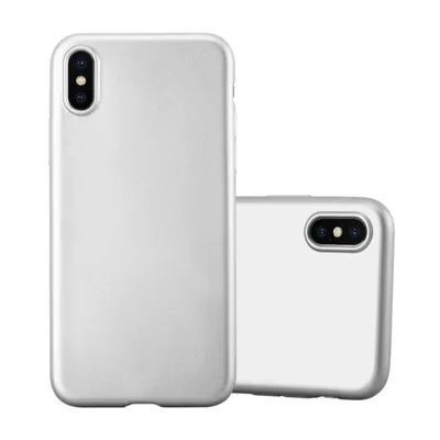 Produktbild von Etui Cadorabo do Apple iPhone X / XS w kolorze METALLIC SILVER Etui na telefon komórkowy wykonane z elastycznego silikonu TPU Ultra Slim Soft Back Cover Case Bumper
