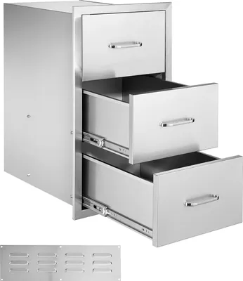 Immagine prodotto di SucceBuy cucina da esterno triplo cassetti di accesso alla griglia per isola, 16,5 x 29 x 20,5 pollici