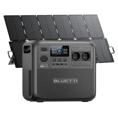 Zdjęcie produktu dla BLUETTI Elite 200 V2 – przenośna stacja zasilająca z panelem słonecznym o mocy 500 W i akumulatorem LiFePO4 o pojemności 2073,6 Wh – generator słoneczny do kempingu, kamperów i zastosowań poza siecią energetyczną
