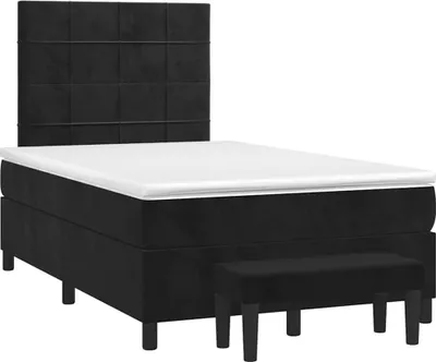 Image de vidaXL Lit boxspring avec matelas noir 120x190 cm velours