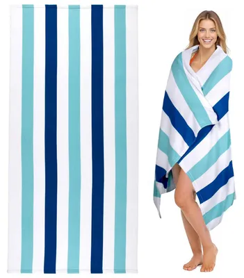 Immagine prodotto di Asciugamano da spiaggia in microfibra, antarena, 90 x 180 cm, ad asciugatura rapida, leggero, con motivo a righe