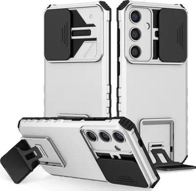 Obrázek produktu pro Pouzdro pro Samsung Galaxy S26 dvouvrstvé robustní, vojenská ochrana pouzdro s stojánku a posuvnou ochranou kamery Bílý