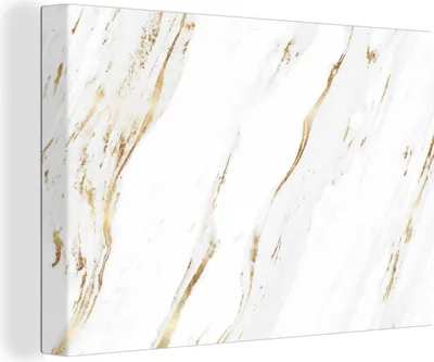 Produktbild von OneMillionCanvasses® - Leinwandbilder - 140x90 cm, Marmor - Gold - Weiß, Wandbilder Kunstdruck Wanddekoration - Foto auf Leinwand - Gemälde auf Holzrahmen
