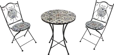 Immagine prodotto di AXI Amélie Set Bistrot da Balcone, 2 Sedie 1 Tavolo, Set Bistrò Veranda, Azzurro - Set Bistro da Giardino, Tavolo Bistro a Mosaico per Giardino/Balcone/Terrazza