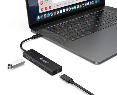 Produktbild von Equip USB-C 4-Port USB 3.2 Gen 1 Hub, USB-C x 2, USB-A x 2, USB 3.2 Gen 1 (3.1 Gen 1) Type-C, USB 3.2 Gen 1 (3.1 Gen 1) Type-A, USB 3.2 Gen 1 (3.1 Gen 1) Type-C, 5000 Mbit/s, Schwarz, China, USB
