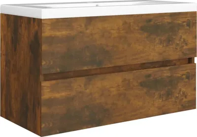 Obrázok produktu pre vidaXL Umývadlová skrinka Smoked Oak 80x38,5x45 cm Materiál dreva