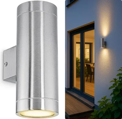 Produktbild von LED Wandlampe TIRA Up & Down für 230V - inkl. 2 LED 5W GU10 warmweiß 230V - Außen Wandleuchte Außenwandleuchte IP44 Edelstahl
