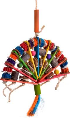 Produktbild von Bamboo Fan Toy XL · Papageien-Schredderspielzeug aus 5 verschiedenen Materialien